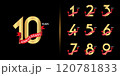 Premium anniversary logotype set. Golden anniversary celebration emblem design. 120781833