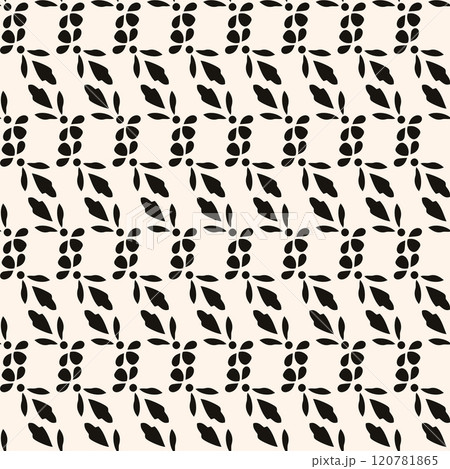 Simple minimalist geometric seamless pattern. Abstract monochrome minimal background with small floral shapes. Subtle repeat design for decor, print. 120781865
