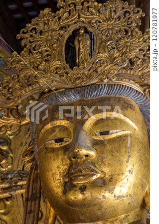 Buddha statue in the Todai-ji buddhist temple in Nara, Japan 120781977