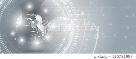 Abstract Artificial Intelligence concept with human face profile Abstract Artificial Intelligence concept with human face profile 120781997