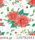 Watercolor Christmas seamless pattern winter background. Can be used for wrapping paper, textile, wallpaper, cards. 120782043