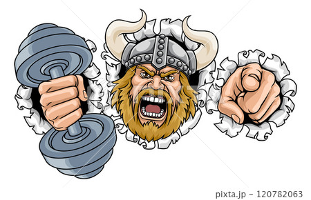Viking Weight Lifting Gym Mascot Viking Weight Lifting Gym Mascot 120782063