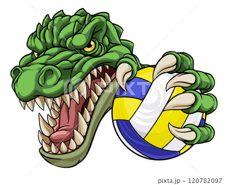Alligator Crocodile Dinosaur Volleyball Mascot 120782097