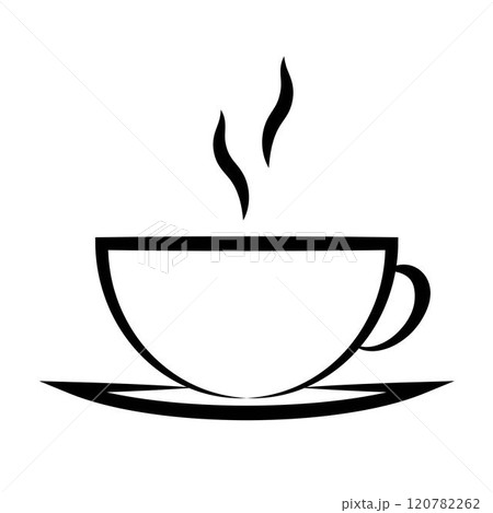 A cup of coffee or tea logo A cup of tea line icon 120782262