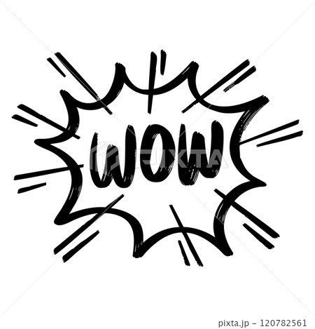 Doodle sketch style of comic speech bubbles with text wow hand drawn illustration for concept design. 120782561