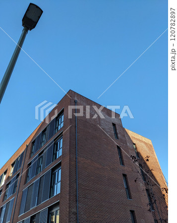 Top Floors of a Highrise Council Block of Flats with Blue Sky 120782897