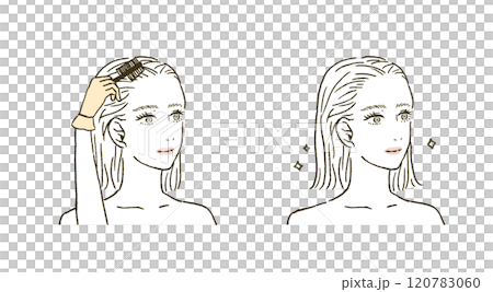 一組染白髮或染髮的女性美容插畫 一組染白髮或染髮的女性美容插畫 120783060