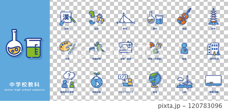 中学校 授業 教科 科目 アイコン 中学校 授業 教科 科目 アイコン 120783096