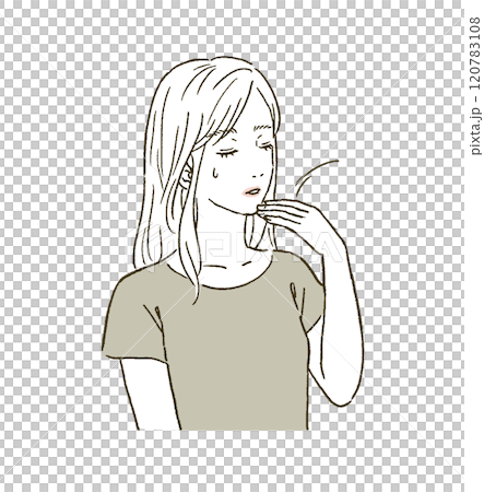 ビューティー 火照りを感じて悩む女性のイラストレーションセット ビューティー 火照りを感じて悩む女性のイラストレーションセット 120783108