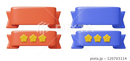 Red and blue 3d ribbon text banners with stars for sales or promotions message or awards Red and blue 3d ribbon text banners with stars for sales or promotions message or awards 120783114