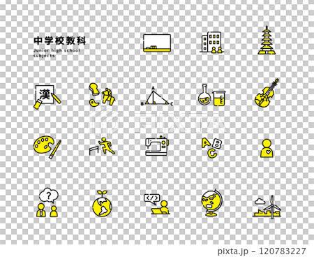 Junior high school subject icon set 120783227