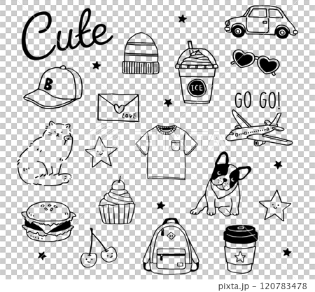 Cute hand-drawn illustrations_line drawings 120783478