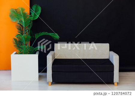 office sofa by a black and orange wall office sofa by a black and orange wall 120784072