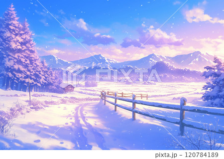 夕方の雪景色 夕方の雪景色 120784189