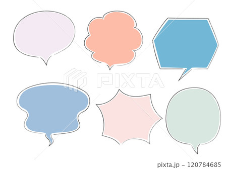 手描きの黒線で内側がカラーの吹き出しセット 120784685