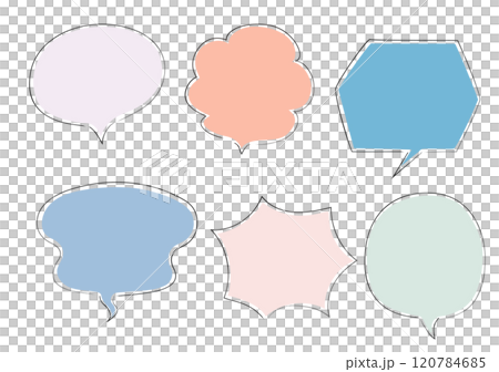 手描きの黒線で内側がカラーの吹き出しセット 120784685