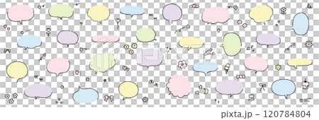手描きの吹き出しのベクターイラストセット。ふきだし、フレーム、おしゃれ、手書き、落書き 手描きの吹き出しのベクターイラストセット。ふきだし、フレーム、おしゃれ、手書き、落書き 120784804