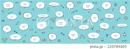 手描きの吹き出しのベクターイラストセット。ふきだし、フレーム、おしゃれ、手書き、落書き 手描きの吹き出しのベクターイラストセット。ふきだし、フレーム、おしゃれ、手書き、落書き 120784805