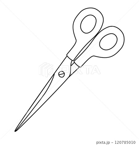 Scissors, stationery or art supply, doodle style flat vector outline for coloring book 120785010