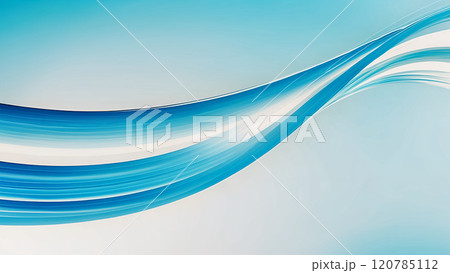 流れる光の波と抽象的な青いグラデーション - モダンな背景デザイン 120785112