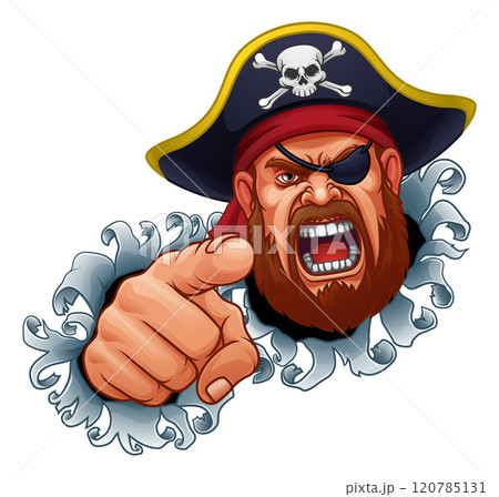 Pirate Captain Angry Mascot Cartoon Man Face Head 120785131