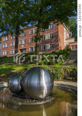 Former boarding school Tomasov for Bata manufacturer employees on April 29, 2018 in Zlin, Czech Republic. 120785595