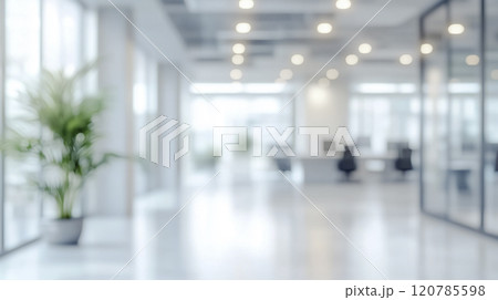 コピースペースのあるぼやけた明るいビジネスオフィスの背景。デザインに最適な素材 120785598