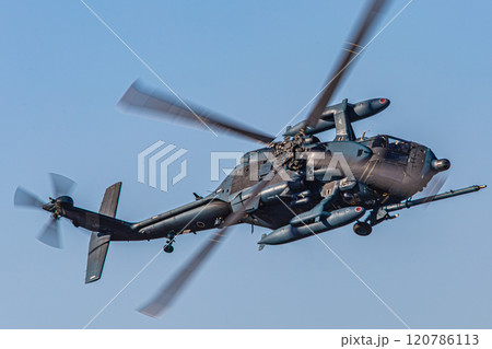 空飛ぶ陸上自衛隊のヘリコプター 120786113