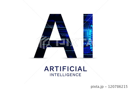 AI artificial intelligence 3d tech logo blue AI artificial intelligence 3d tech logo blue 120786215