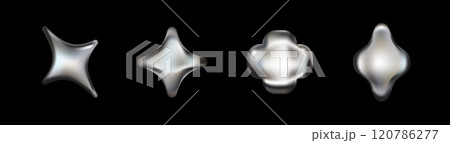 Retro chrome figures with crowns and stars in liquid form. Retro chrome figures with crowns and stars in liquid form. 120786277