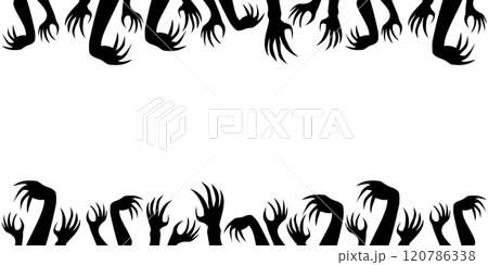 Undead hands silhouette for horror party designs. 120786338
