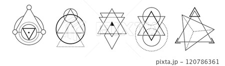 Alchemical triangle with sacred lines for mystical themes. Alchemical triangle with sacred lines for mystical themes. 120786361