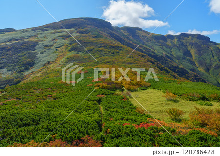 秋の暑寒別岳登山　北海道の絶景 日本二百名山 120786428