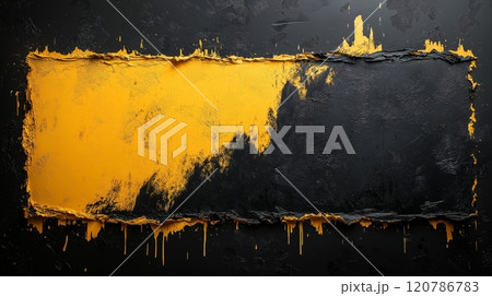 Vibrant yellow abstract art on a textured black background Vibrant yellow abstract art on a textured black background 120786783