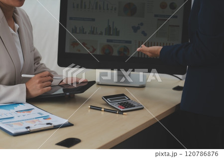 Business Documents, Auditor businesswoman checking searching document legal prepare paperwork or report for analysis TAX time,accountant Documents data contract partner deal in workplace office 120786876