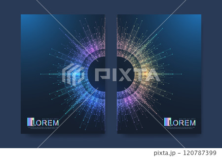 Abstract digital technology cover template design for a report and brochure, flyer, leaflets, poster, header, banner, website, presentation. Vector illustration. Abstract digital technology cover template design for a report and brochure, flyer, leaflets, poster, header, banner, website, presentation. Vector illustration. 120787399
