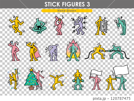 Hand drawn stick figures set Hand drawn stick figures set 120787475