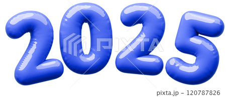 3D画像_文字風船_2025_青 3D画像_文字風船_2025_青 120787826