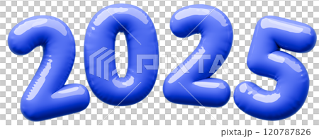 3D画像_文字風船_2025_青 3D画像_文字風船_2025_青 120787826