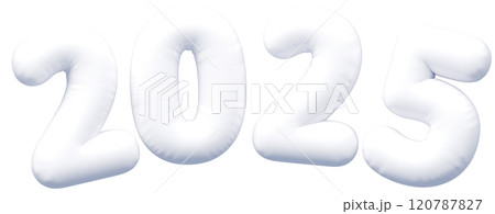 3D画像_文字風船_2025_白 3D画像_文字風船_2025_白 120787827
