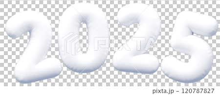3D画像_文字風船_2025_白 3D画像_文字風船_2025_白 120787827