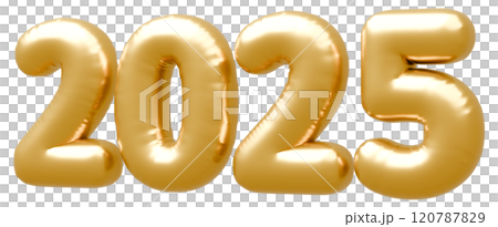 3D画像_文字風船_2025_ゴールド 120787829