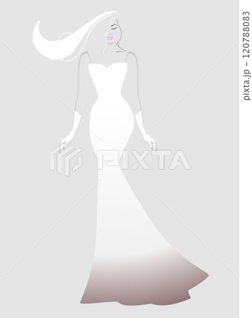 Young and beautiful girl in a long fantasy dress, standing on a gray background. Young and beautiful girl in a long fantasy dress, standing on a gray background. 120788083