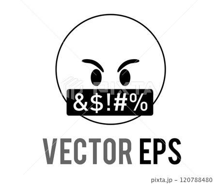 Angry red angry with black bar face icon and white grawlixes covering its mouth 120788480