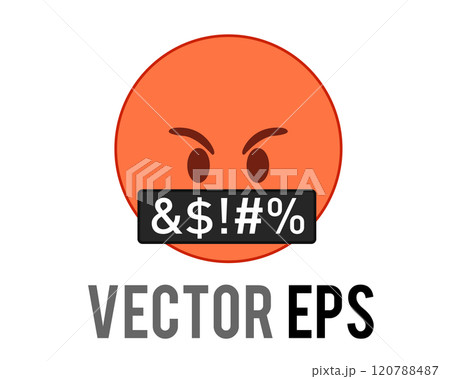 Angry red angry with black bar face icon and white grawlixes covering its mouth 120788487