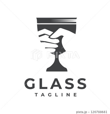 Wine Glass, Hand Held Champagne Glass for Restaurant Drink Bar Pub Logo Design Classic Vintage Wine Glass, Hand Held Champagne Glass for Restaurant Drink Bar Pub Logo Design Classic Vintage 120788681