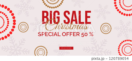 Christmas sale banner with elegant red and gold design. Vector illustration Christmas sale banner with elegant red and gold design. Vector illustration 120789054