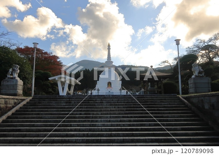静岡県御殿場市　富士仏舎利塔平和公園　白亜の富士仏舎利塔 120789098