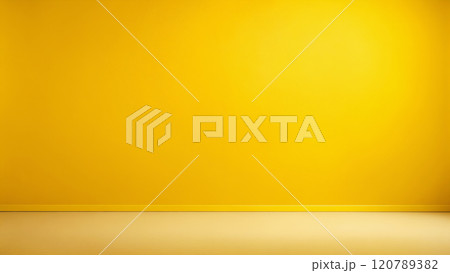 yellow room with vivid  color wall and floor. Beautiful minimalistic interior background 120789382