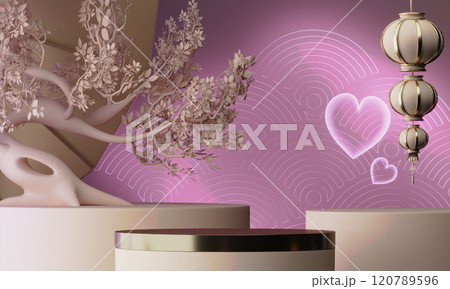 Fashion product background and stand light brown podium display with blank backdrops. Fashion product background and stand light brown podium display with blank backdrops. 120789596